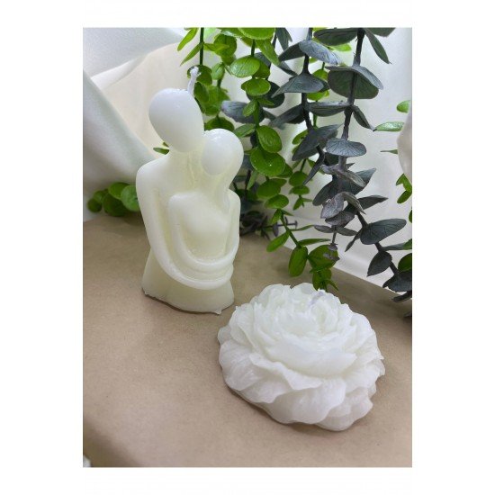 Bernami 1 Adet Sarılan Çift 1 Adet Şakayık Çiçeği Vanilya Kokulu Mum