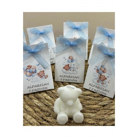 Bernami Söz, Kına , Doğum, Doğum Günü, Ayıcık Kutu Süslemeli Mum - 15 Adet