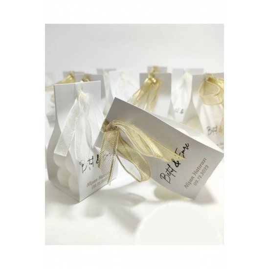 Söz, Kına , Doğum, Doğum Günü, Kutu Süslemeli Bubble Mum - 25 Adet