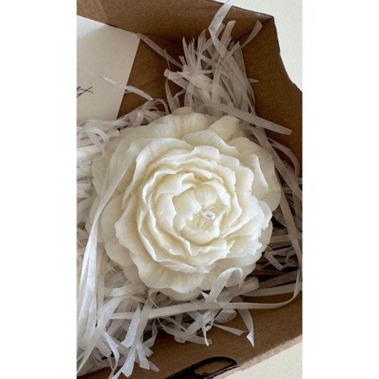 Bernami 3 Adet Beyaz Şakayık Mum Hediyelik Dekoratif Mum