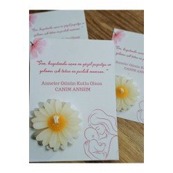 Bernami Anneler Günü Mesaj Kartı Ve El Yapımı Papatya Mum – “canım Annem” Temalı