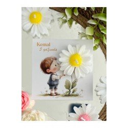 20 Adet Özel Tasarlanmış Kart Ve Papatya Mum. Bebek Doğum, Babyshower, Doğum Günü, Hediyelik