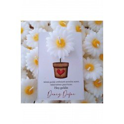 Hoşgeldin bebek ,Papatya mum kartlı nişan,doğum hediyesi 20 adet