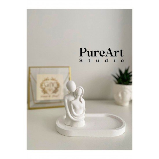 Pinterest Dekoratif Biblo Sarılan Çift Ve Sunum Tabağı 2'li Set