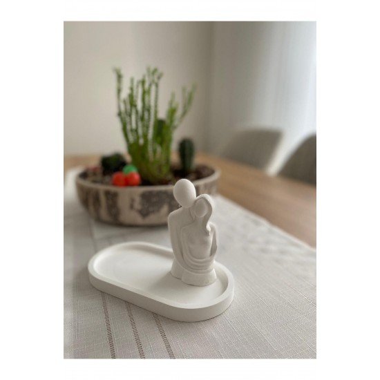 Pinterest Dekoratif Biblo Sarılan Çift Ve Sunum Tabağı 2'li Set