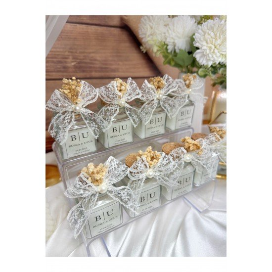 Mantar Tıpalı Cam Kavanoz Mum Söz, Nişan, Nikah, Düğün, Kına Hediyelik -15 Adet