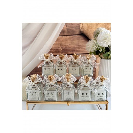 Mantar Tıpalı Cam Kavanoz Mum Söz, Nişan, Nikah, Düğün, Kına Hediyelik -15 Adet