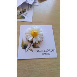 20 Adet Özel Tasarlanmış Kart Ve Papatya Mum. Düğün,nişan,nikah,söz,doğum Günü,nikah Hediyelik