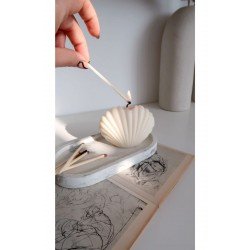 2'li Istiridye Dekoratif Mum Beyaz - Gri