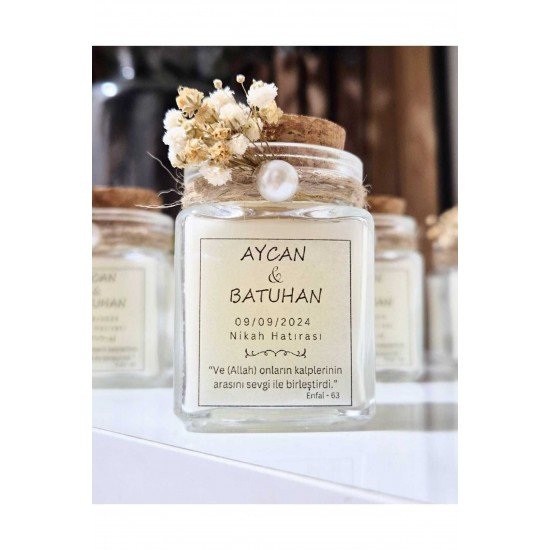 15 Adet Cam Kavanozda Süslemeli Mum DÜĞÜN-NİKAH-NİŞAN-KINA-SÖZ-ÖZEL GÜN-HEDİYELİK Vb.