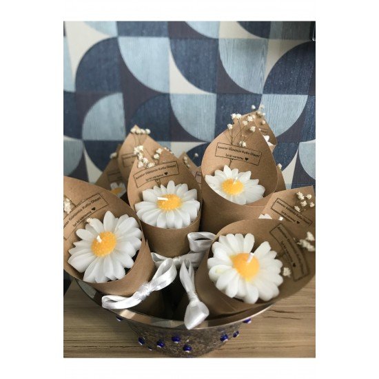 Kişiye Özel 10 ADET PAPATYA kokulu buket mum Düğün/nişan/söz/kadınlar/anneler Günü Hediyelik,nikah