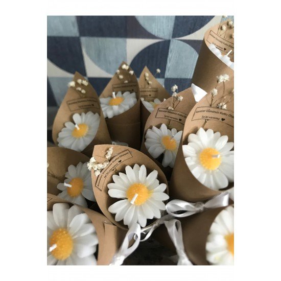 Kişiye Özel 10 ADET PAPATYA kokulu buket mum Düğün/nişan/söz/kadınlar/anneler Günü Hediyelik,nikah