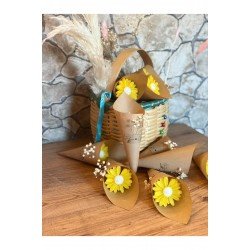 Kişiye Özel Düğün|Nişan|Söz Hediyelik Papatya Kokulu Buket Mum Sarı - 10 Adet