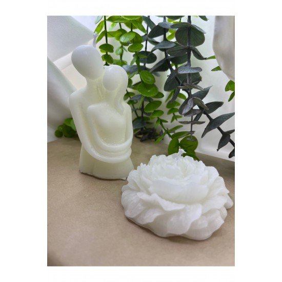 Bernami 1 Adet Sarılan Çift 1 Adet Şakayık Çiçeği Vanilya Kokulu Mum