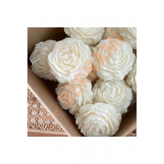 Bernami 3 Adet Beyaz Şakayık Mum Hediyelik Dekoratif Mum