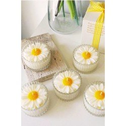 Pinterest Mikalı Kokulu Papatya Mum Hediyelik, Nikah, Doğum, Sünnet, Düğün, Nişan, Söz. - 10 Adet