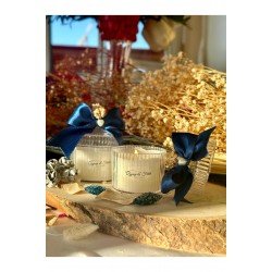 20 Adet Lacivert Kurdele Süslemeli Mika Kutuda Mum | Düğün Nişan Söz Nikah Kına Hediyelik Mum