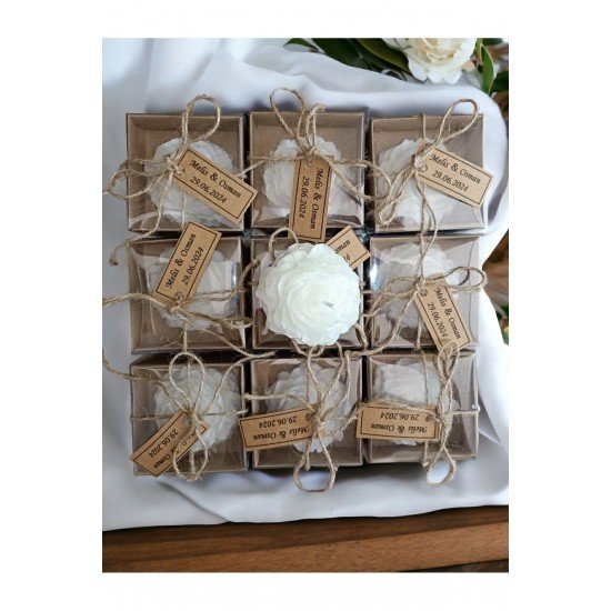 20 Adet Süslemeli Şakayık Çiçeği Mum, Nikah Şekeri, Doğum, Sünnet, Düğün Nişan Söz, Kına, Doğum Günü