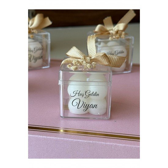 Hediyelik Kutulu Mumlar Çiçekli Buble , Nikah Şekeri, Doğum, Sünnet, Düğün Nişan Söz 10 Adet.