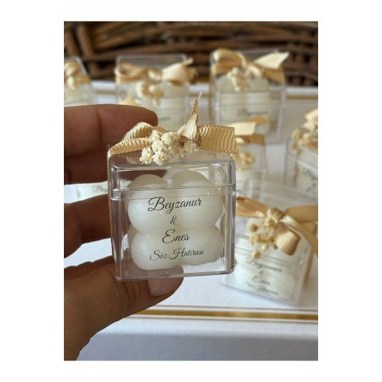 Hediyelik Kutulu Mumlar Çiçekli Buble , Nikah Şekeri, Doğum, Sünnet, Düğün Nişan Söz 10 Adet.