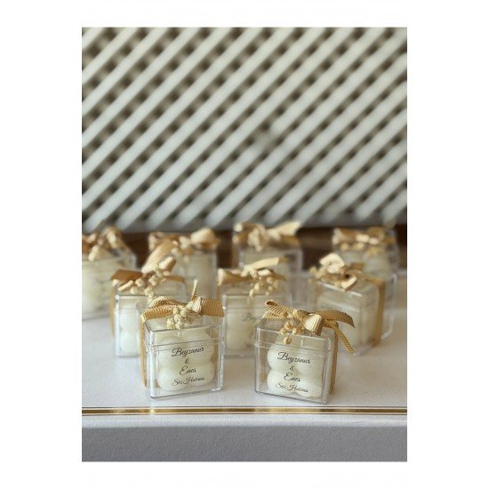 Hediyelik Kutulu Mumlar Çiçekli Buble , Nikah Şekeri, Doğum, Sünnet, Düğün Nişan Söz 10 Adet.