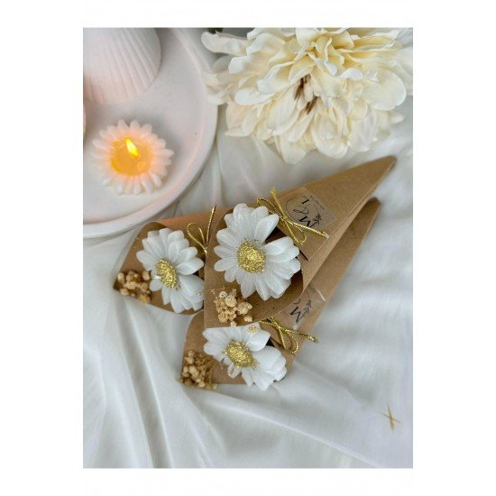 El Yapımı Papatya Koni Mum – 20 Adet Zarif Özel Gün Hediyesi