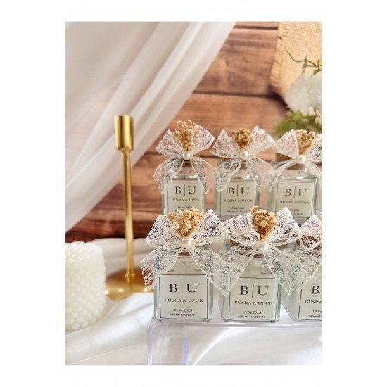Mantar Tıpalı Cam Kavanoz Mum Söz, Nişan, Nikah, Düğün, Kına Hediyelik -15 Adet