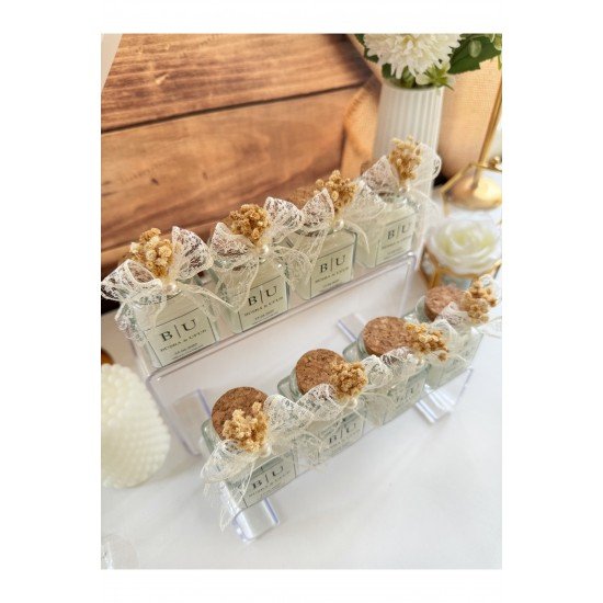 Mantar Tıpalı Cam Kavanoz Mum Söz, Nişan, Nikah, Düğün, Kına Hediyelik -15 Adet