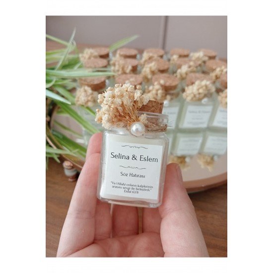 Şık Kavanozda Etiketli Mum, Söz, Nişan, Nikah, Kına, Düğün Hediyeliği, Nişan Hediyeliği (15 Adet)