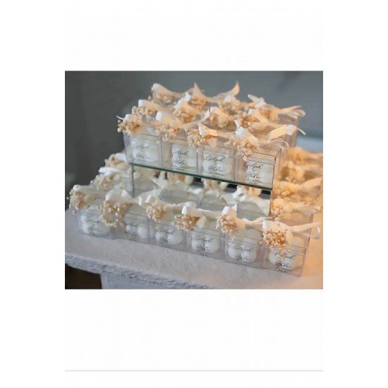 10 adet hediyelik mumlar kişiye özel çiçekli mika kutulu mini bubble mum Düğün, Nişan, Nikah,