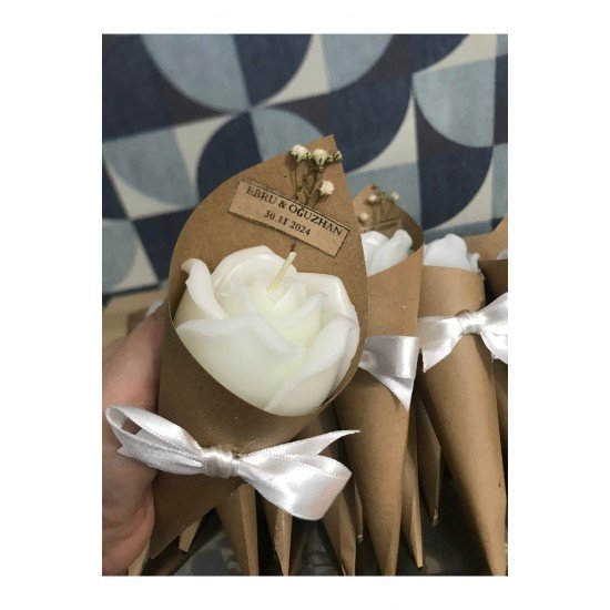 Kişiye Özel 10 ADET GÜL Model kokulu buket mum Düğün/nişan/söz/kadınlar/anneler Günü Hediyelik