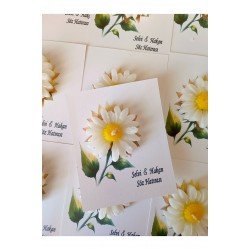 25 Adet Özel Tasarlanmış Kart Ve Papatya Mum. Düğün,nişan,nikah,söz,doğum Günü,nikah Hediyelik