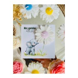 25 Adet Özel Tasarlanmış Kart Ve Papatya Mum. Bebek Doğum, Babyshower, Doğum Günü, Hediyelik