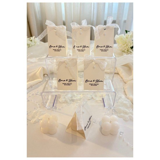 Pinterest 4 Adet Kağıt Detaylı Bubble Mum, Kişiye Özel Hediyelik, Düğün, Nişan, Söz, Kına, Sünnet,