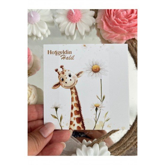 25 Adet Özel Tasarlanmış Kart Ve Papatya Mum. Bebek Doğum, Babyshower, Doğum Günü, Hediyelik