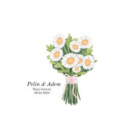 25 Adet Özel Tasarlanmış Kart Ve Papatya Mum. Düğün,nişan,nikah, Söz, Doğum Günü, Nikah Hediyelik