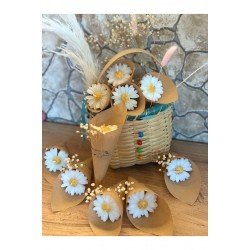 Kişiye Özel Düğün|Nişan|Söz Hediyelik Papatya Kokulu Buket Mum Beyaz - 10 Adet