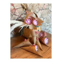 Kişiye Özel Düğün|Nişan|Söz Hediyelik Papatya Kokulu Buket Mum Pembe - 10 Adet