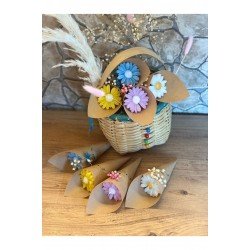 Kişiye Özel Düğün|Nişan|Söz Hediyelik Papatya Kokulu Buket Mum Çok Renkli - 10 Adet