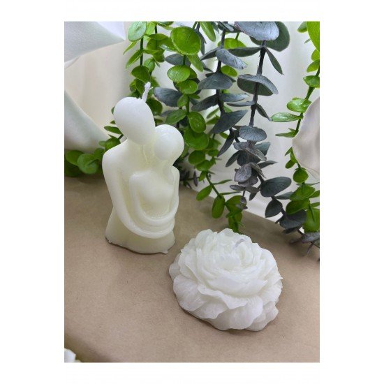 Bernami 1 Adet Sarılan Çift 1 Adet Şakayık Çiçeği Vanilya Kokulu Mum