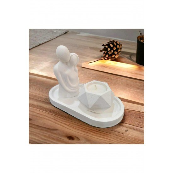 Bernami Dekoratif Sarılan Çift, Geometrik Mumluk Ve Yatay Stand