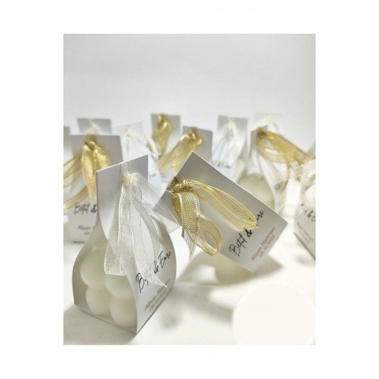 Söz, Kına , Doğum, Doğum Günü, Kutu Süslemeli Bubble Mum - 25 Adet