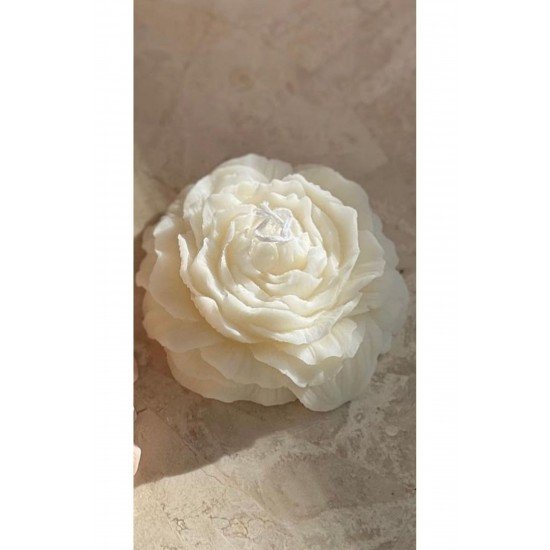 Bernami 3 Adet Beyaz Şakayık Mum Hediyelik Dekoratif Mum