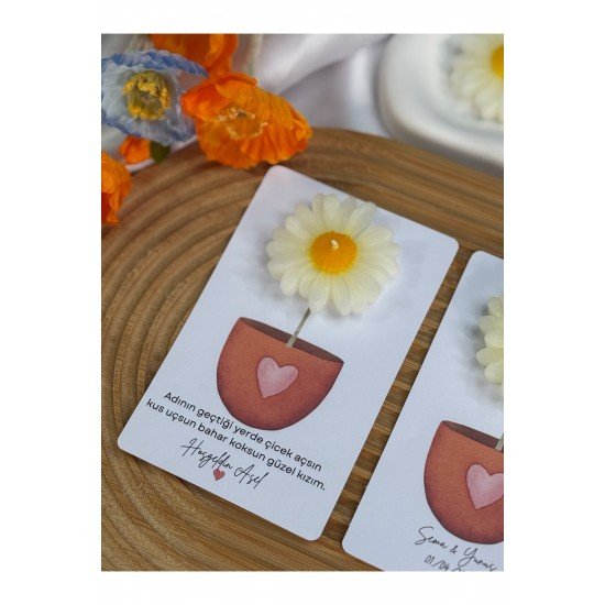 20 Adet Kartlı Papatya Mum