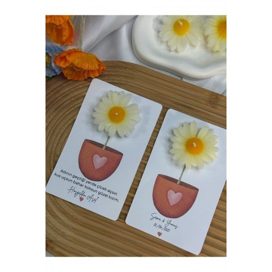 20 Adet Kartlı Papatya Mum