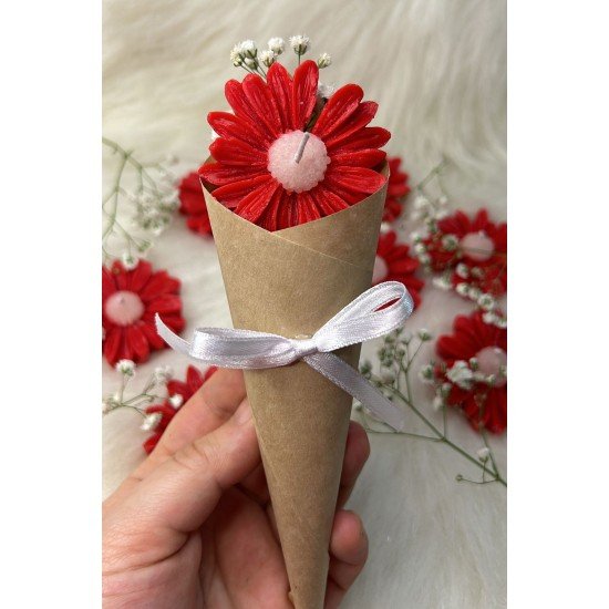 Bernami Buket Çiçek Desen Dekoratif Mum Söz,nişan,mevlid Hediyelik Buket Mum 5 Adet