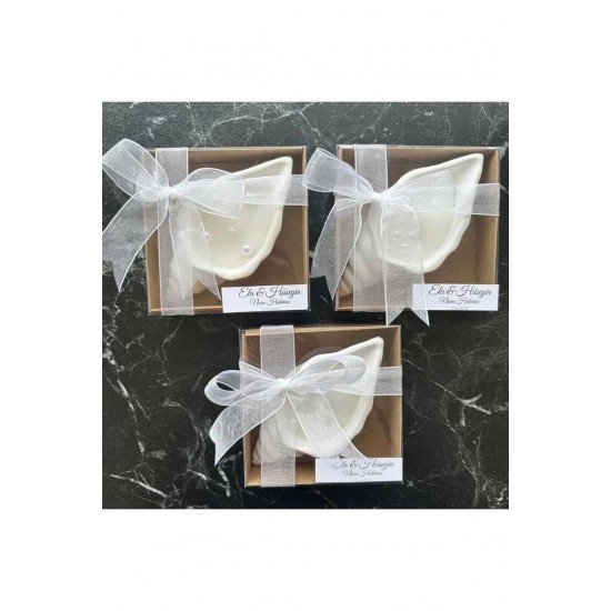 Kutulu10 Adet Süslenmiş Istiridye Mum Nikah Nişan Hediyelik