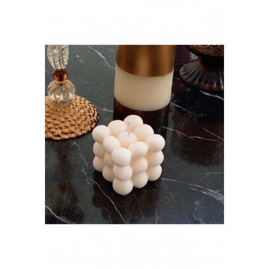 3'lü Dekoratif Kokulu Mum Seti Beyaz Renk Doğal Is Yapmaz