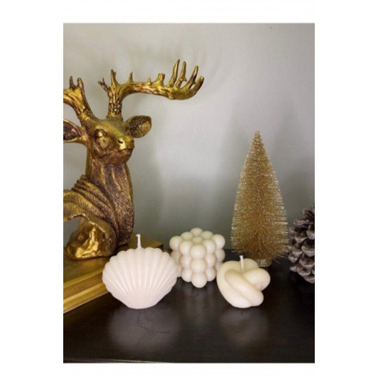 3'lü Dekoratif Kokulu Mum Seti Beyaz Renk Doğal Is Yapmaz