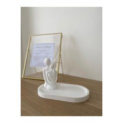 Dekoratif Biblo Sarılan Çift Ve Sunum Tabağı 2'li Set